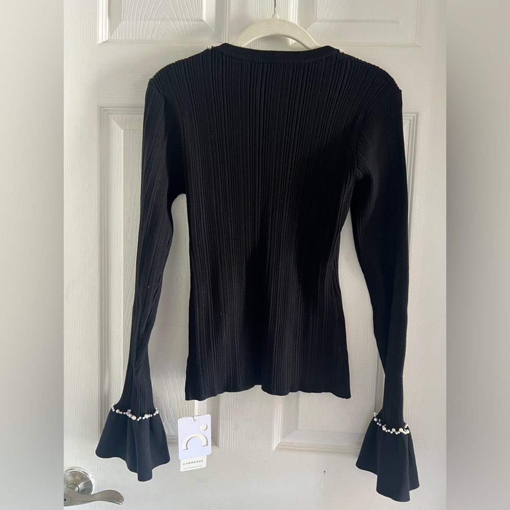 Commense Beaded-Decor Ruffle Knit Top - Picture 11 of 16